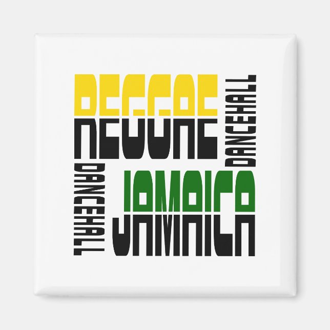 Reggae Jamaica Dance Hall Cube, 3 Farben Magnet (Vorne)