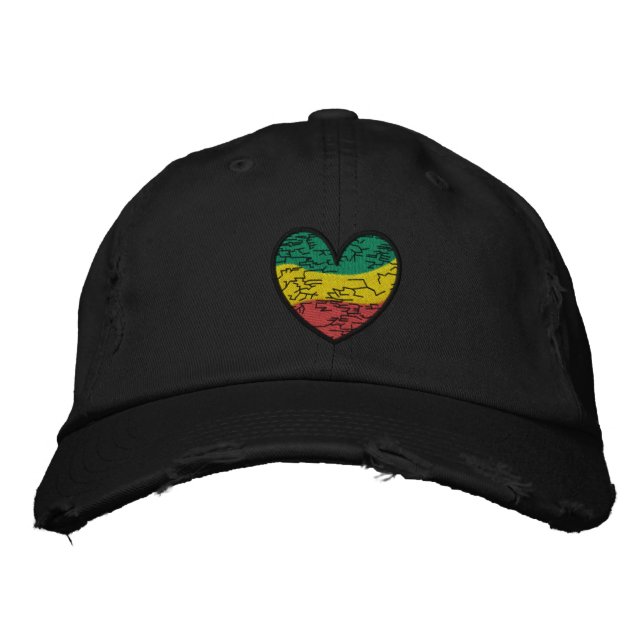 Reggae-Liebe Bestickte Baseballkappe (Vorderseite)