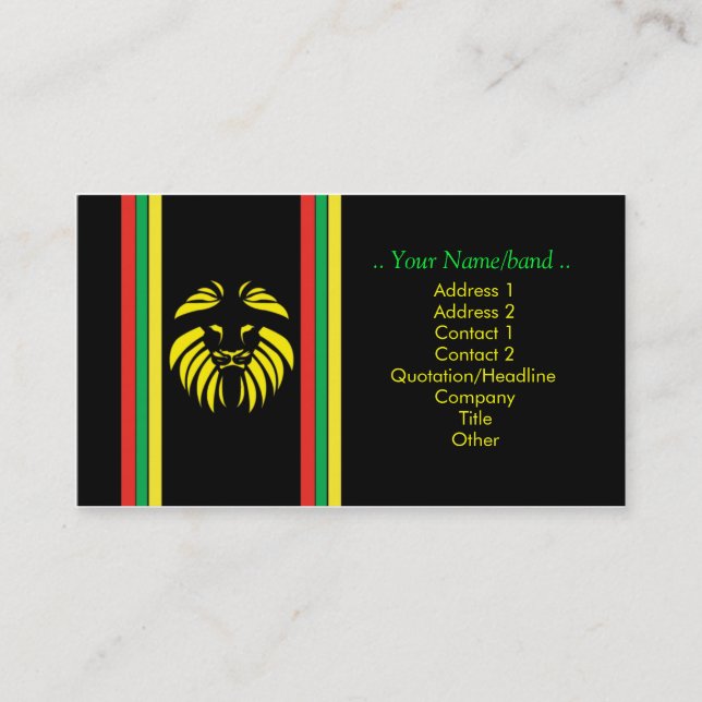 Reggae Lion B/Card Visitenkarte (Vorderseite)