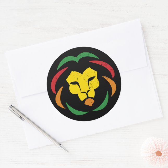 Reggae Lion Tattoo Juneteenth Blackity Black Runder Aufkleber (Umschlag)