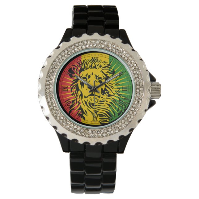 Reggae-Löwe-Flagge Armbanduhr (Vorderseite)