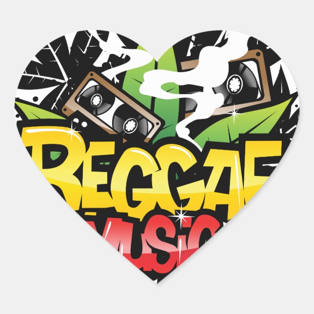 Reggae Music Herz-Aufkleber (Vorderseite)