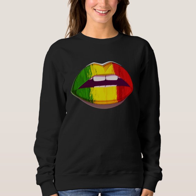 Reggae Music Jamaica Kissing Lips Flag Rastafari R Sweatshirt (Vorderseite)