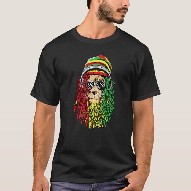 Reggae Music  Jamaican Lion Rasta Lion Of Rastafar T-Shirt (Vorderseite)