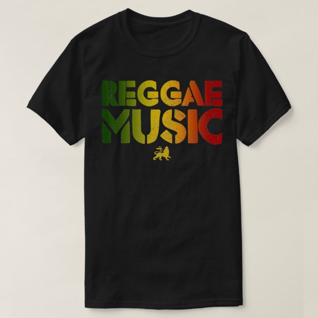 Reggae Music Lion of Judah Rastafari Rasta Jamaica T-Shirt (Design vorne)