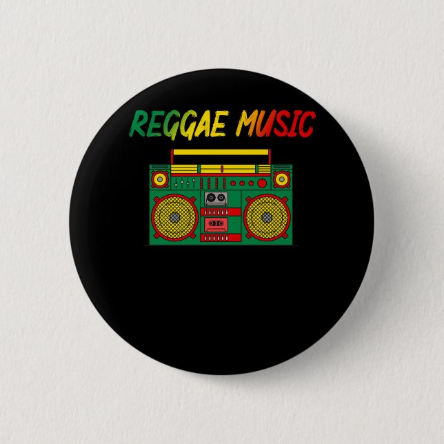 Reggae Music Lover farbenfroh Jamaica Cassette Rad Button (Vorderseite)