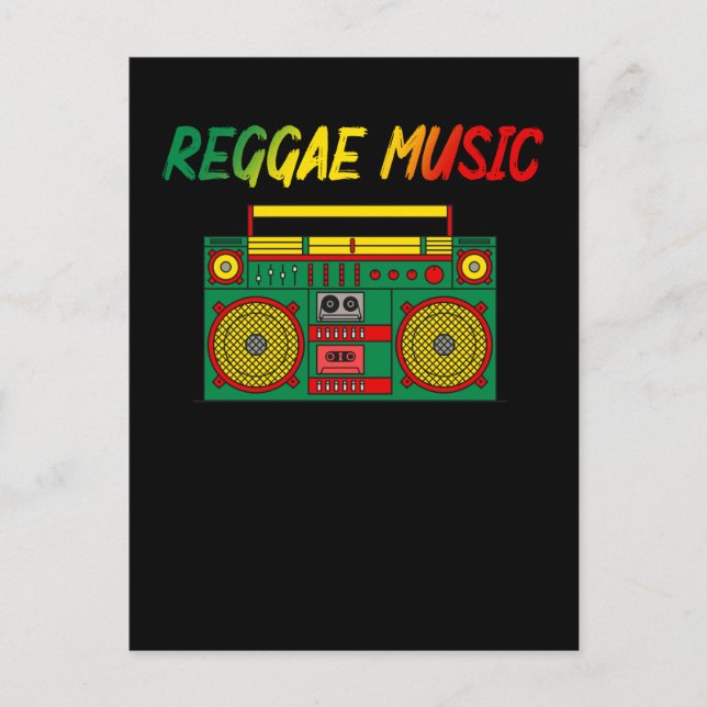 Reggae Music Lover farbenfroh Jamaica Cassette Rad Postkarte (Vorderseite)