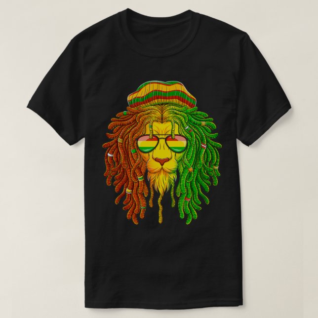 Reggae Music Lovers  Jamaican Lion Mens Womens Boy T-Shirt (Design vorne)