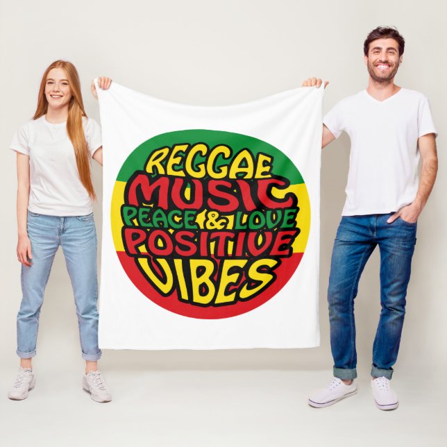 Reggae Music mit positiven Redewendungen Fleecedecke (Beispiel)