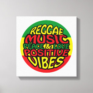 Reggae Music mit positiven Redewendungen Leinwanddruck