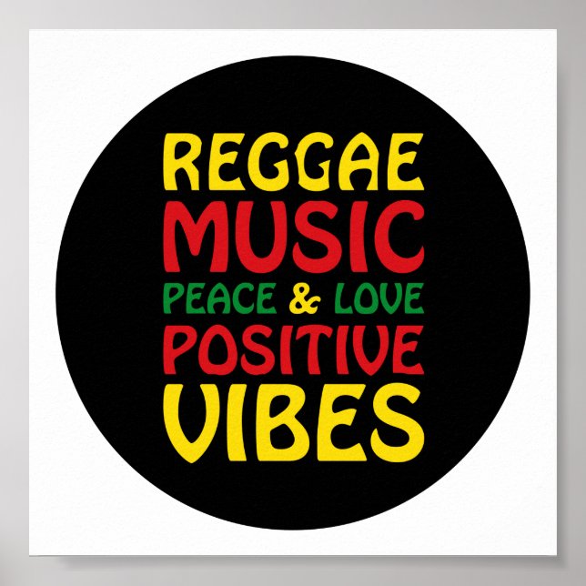 Reggae Music mit positiven Redewendungen Poster (Vorne)