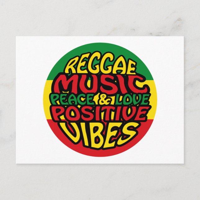 Reggae Music mit positiven Redewendungen Postkarte (Vorderseite)