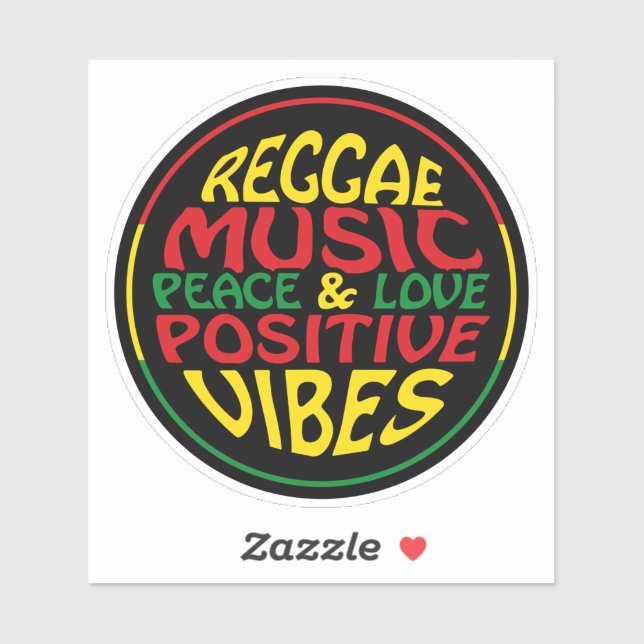 Reggae Music mit positiven Redewendungen und Zitat Aufkleber (Blatt)