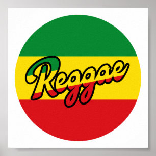 Reggae Music mit Reggae Flaggenfarben Poster