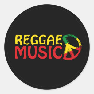 Reggae Music - model2b circle-black Runder Aufkleber