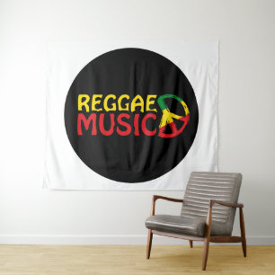Reggae Music - model2b circle-black Wandteppich