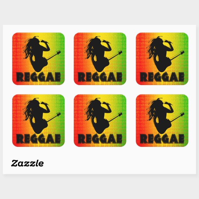 Reggae Music Rasta Rastaman Square Stickers (Blatt)