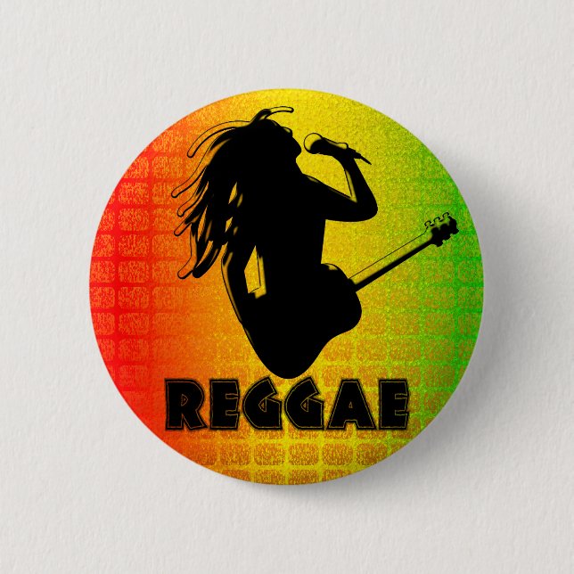 Reggae Music Rastaman Guitar Rasta Runde Tasten Button (Vorderseite)