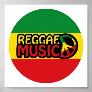Reggae Music, Reggae Art mit Friedenssymbol Poster