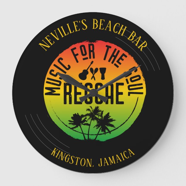 Reggae Music Vinyl Record Große Wanduhr (Vorderseite)