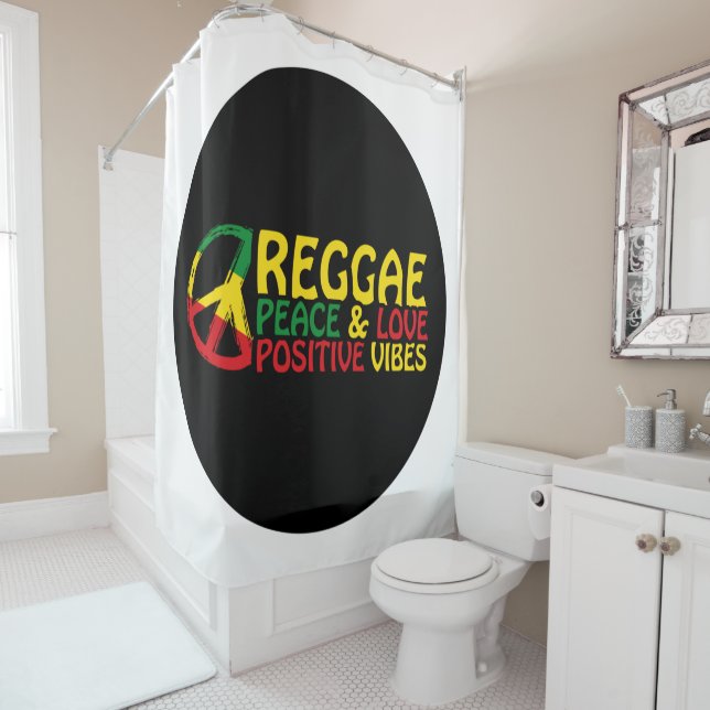 Reggae Music with positive quotes Duschvorhang (Beispiel)