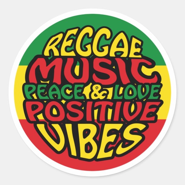 Reggae Music with positive sayings Runder Aufkleber (Vorderseite)