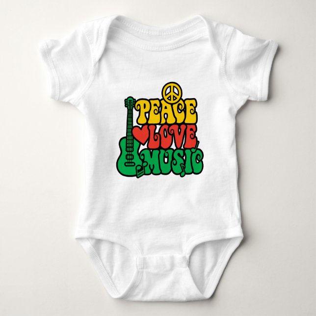 Reggae Peace Liebe Music Baby Strampler (Vorderseite)