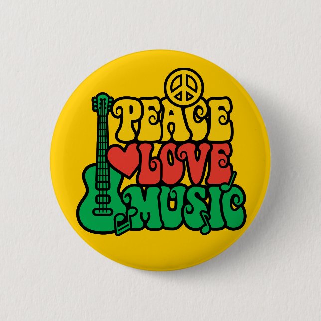 Reggae Peace Liebe Music Button (Vorderseite)