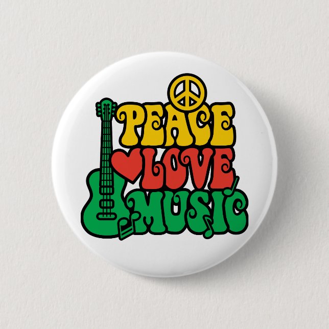 Reggae Peace Liebe Music Button (Vorderseite)