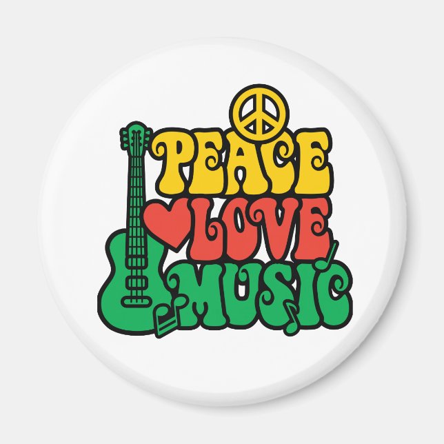 Reggae Peace Liebe Music Magnet (Vorne)