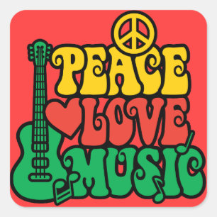 Reggae Peace Liebe Music Quadratischer Aufkleber