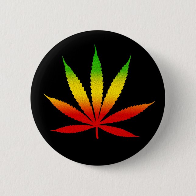 Reggae Rasta Leaf Jamaika Rundtasten Button (Vorderseite)