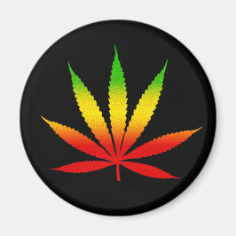 Reggae Rasta Leaf Rastafarian Round Magnete