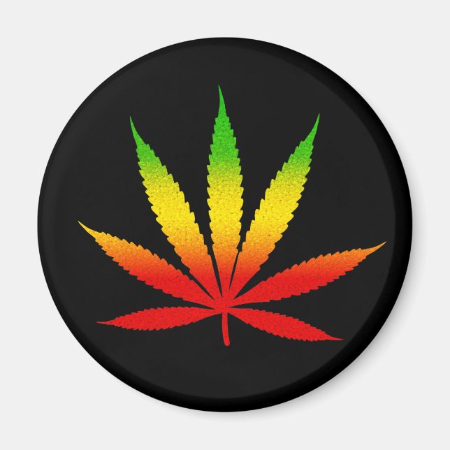 Reggae Rasta Leaf Rastafarian Round Magnete (Vorne)