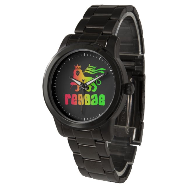 Reggae Rasta Lion Armbanduhr (Schrägansicht)