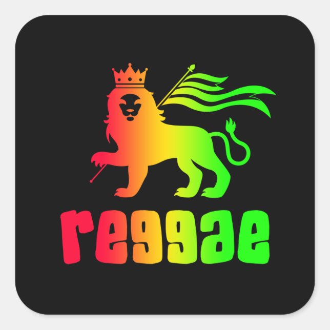 Reggae Rasta Lion Quadratischer Aufkleber (Vorderseite)