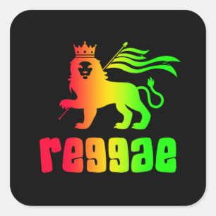 Reggae Rasta Lion Quadratischer Aufkleber