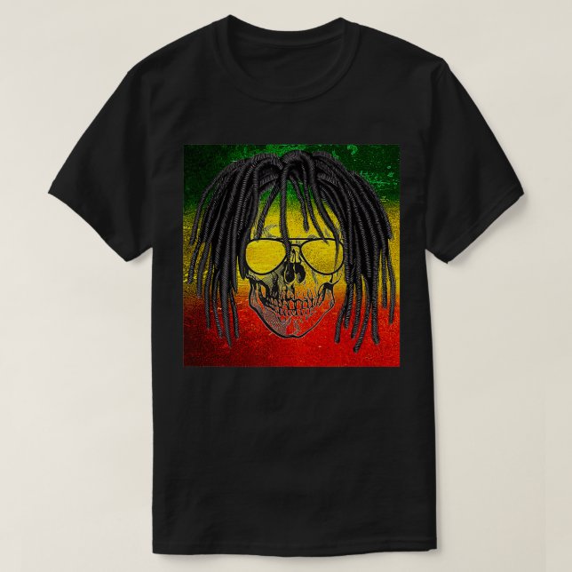 Reggae Rasta Skull  T-Shirt (Design vorne)