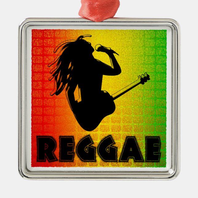Reggae Rastafarian Premium Square Ornament Aus Metall (Vorne)