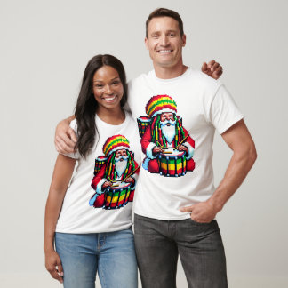 Reggae Santa Drummer - Fun Pixel Art Christmas T-Shirt