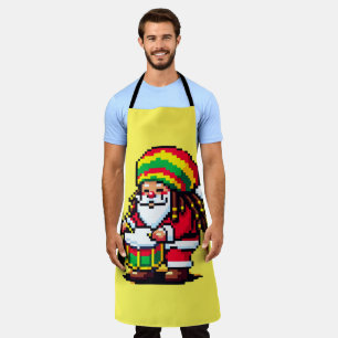 Reggae Santa Drummer Fun Pixel Art Weihnachtsmusik Schürze