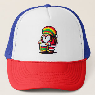 Reggae Santa Drummer Fun Pixel Art Weihnachtsmusik Truckerkappe