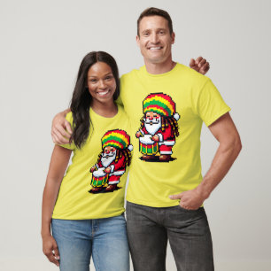 Reggae Santa Fun Pixel Art Weihnachtsmusik Design T-Shirt