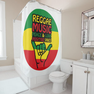 Reggae Shaka Hand mit positiven Zitaten Duschvorhang