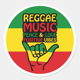 Reggae Shaka Hand mit positiven Zitaten Runder Aufkleber