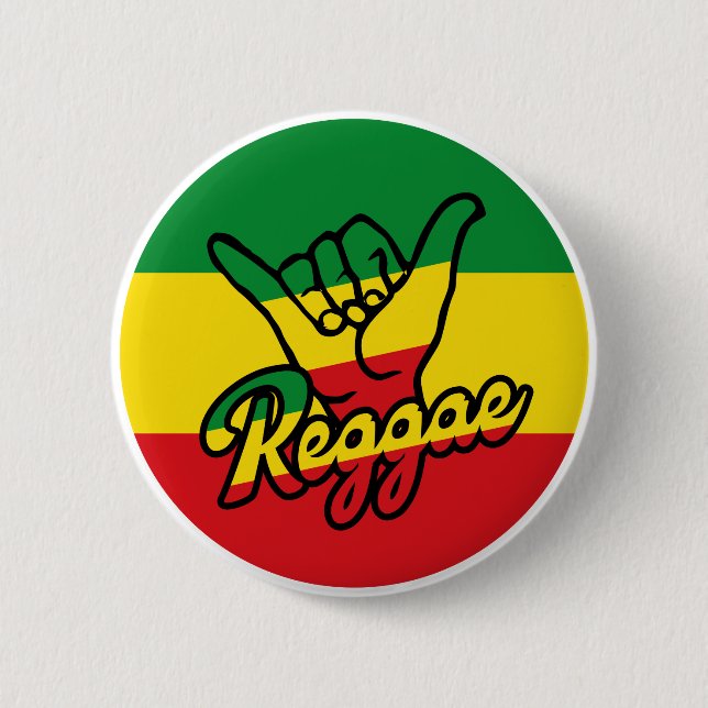 Reggae Shaka Hands mit Reggaefarben Button (Vorderseite)