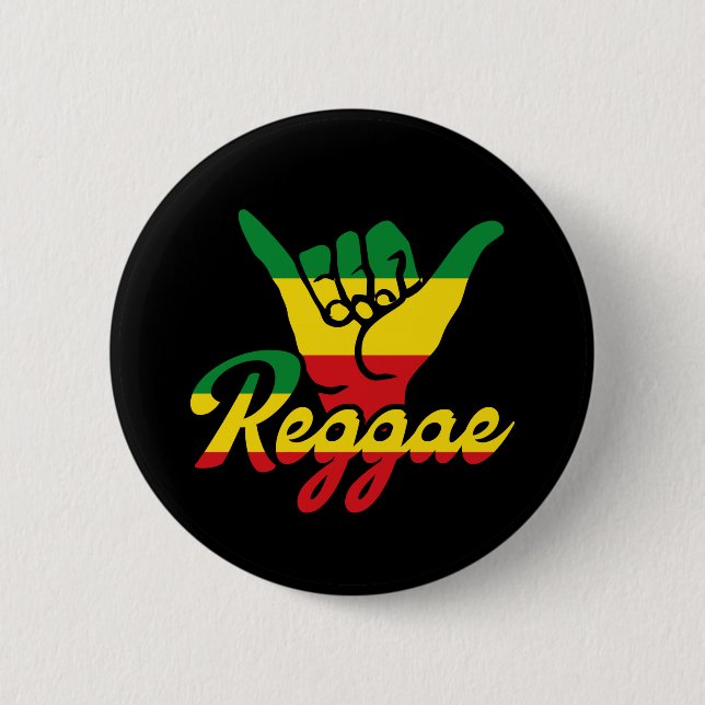 Reggae Shaka Hands mit Reggaefarben Button (Vorderseite)
