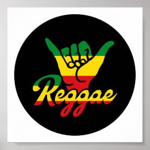 Reggae Shaka Hands mit Reggaefarben Poster