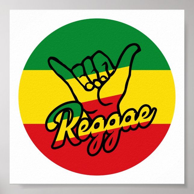 Reggae Shaka Hands mit Reggaefarben Poster (Vorne)