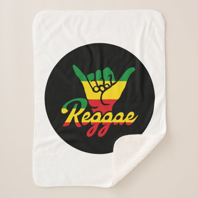 Reggae Shaka Hands mit Reggaefarben Sherpadecke (Vorderseite)